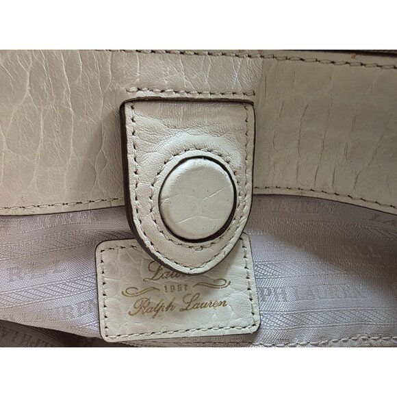 Lauren Ralph Lauren Lanesborough Double Zip Shopper Embossed Leather Croc Bag - Picture 9 of 13